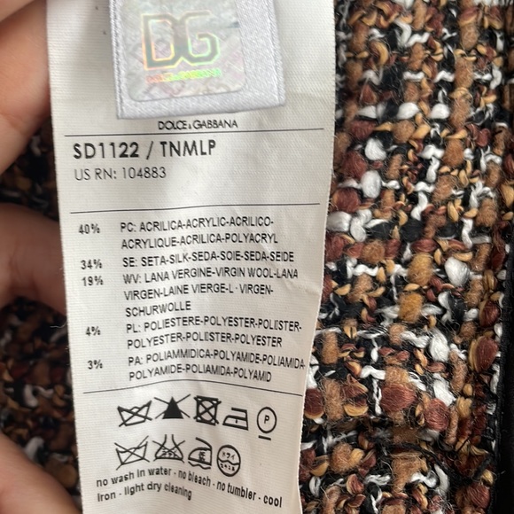 Dolce & Gabbana Silk Wool tweed midi dress Size 42 4 Excellent Condition - Picture 9 of 9